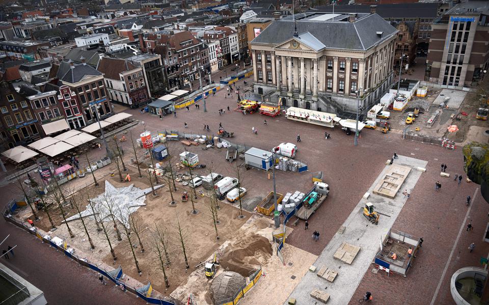 Verbouwings op de Grote Markt, in februari 2024. 