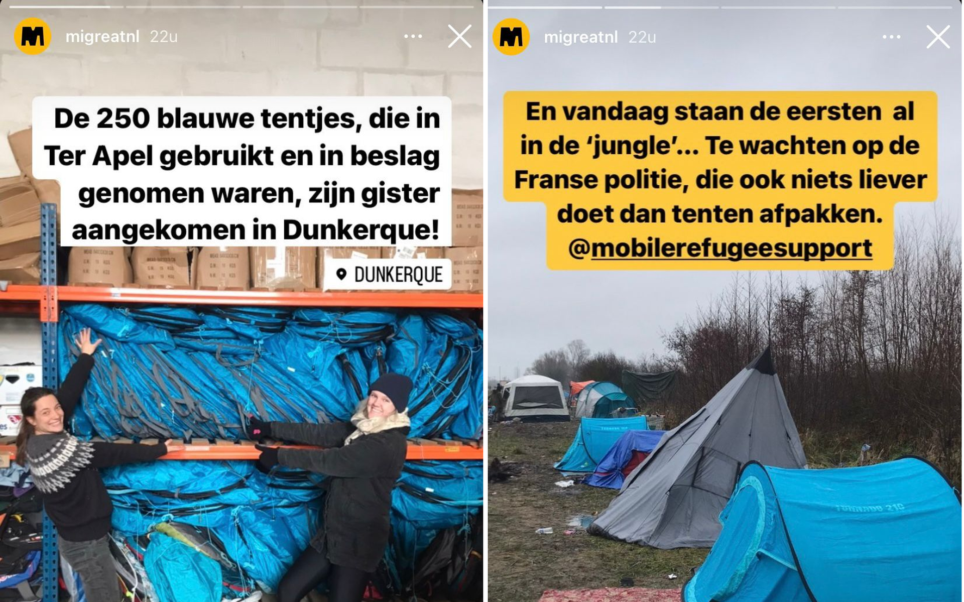 De tentjes zijn aangekomen in Duinkerke.