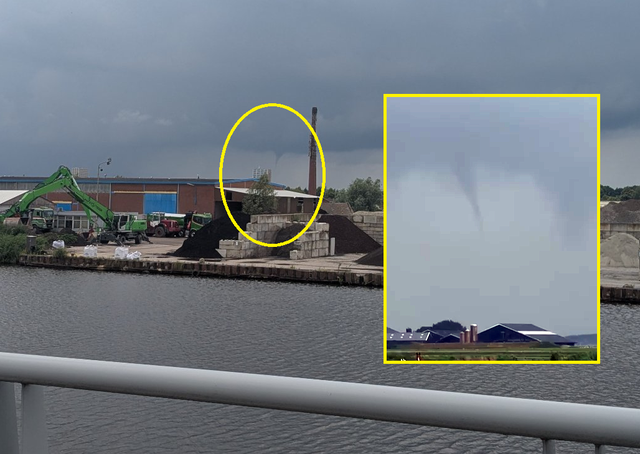 Video | Beginnende waterhoos gezien tussen Winsum en Groningen
